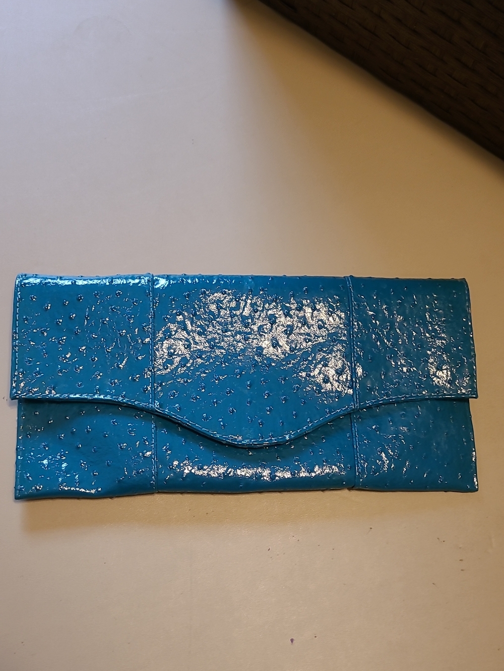 Urban Expressions Vegan Ostrich Teal Evening Clutch.
